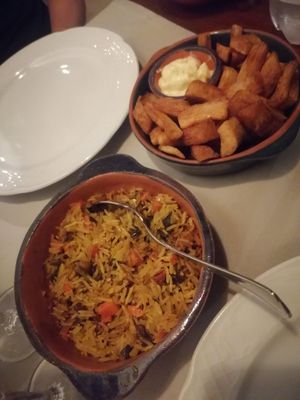 Kitchari Indian Rice & fried Casava at Sodade Casa da Cultura in Boa Vista