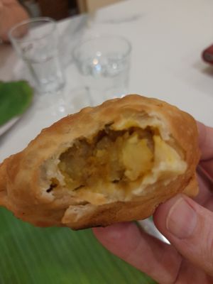 Vegan samosas at Banana Leaf Saigon in Ho Chi Minh City