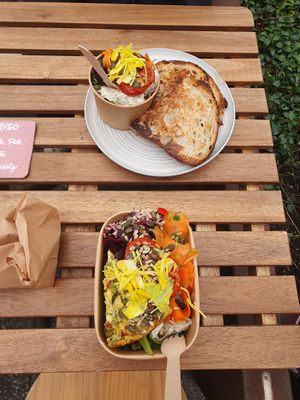 Frittata and reuben sandwich at Herbivore Vegan Deli in Bristol