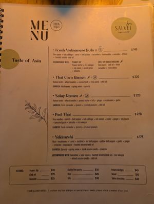 Menu at Salvei in Playa Del Carmen