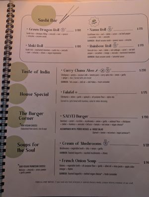 Menu at Salvei in Playa Del Carmen