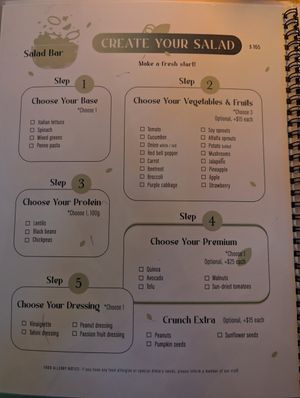 Menu at Salvei in Playa Del Carmen