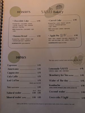 Menu at Salvei in Playa Del Carmen