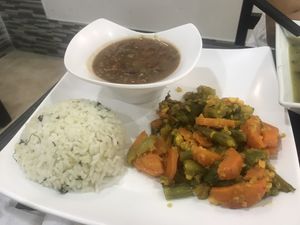 Three of my four options of the daily meal  at Vital in Santa Marta