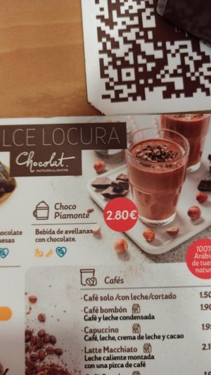 Bebidas con opción leche vegetal at Chocolat Puertollano in Puertollano