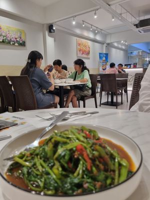 Kangkung, and space vibe at Voila in Kuala Lumpur