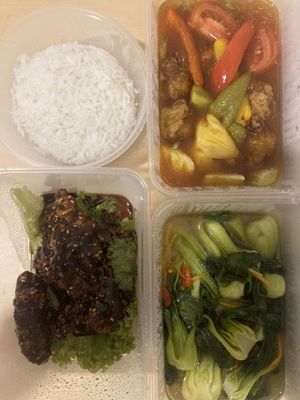 Ribs. Greens and sweet and sour chicken   at Voila in Kuala Lumpur