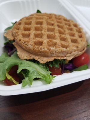 Cheesy waffle burger at The Water Bar in Geneva