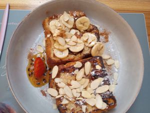 French toast at Flora Vegan Cafe in Tamarindo