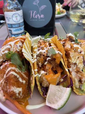 Cauliflower tacos  at Flora Vegan Cafe in Tamarindo