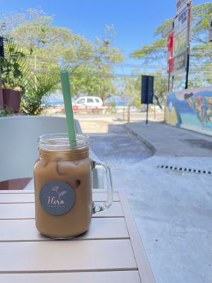 Latte with oat milk   at Flora Vegan Cafe in Tamarindo