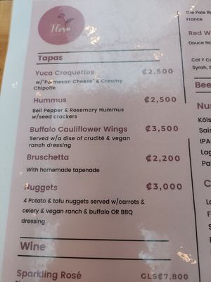 Menu at Flora Vegan Cafe in Tamarindo