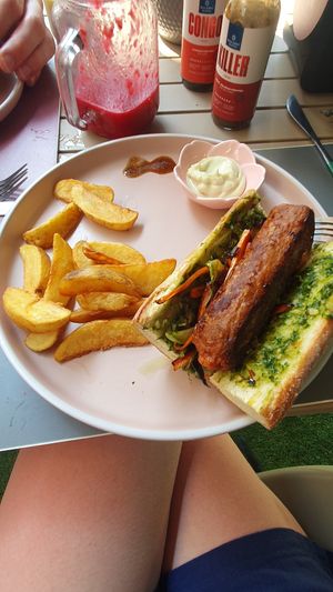 Choripan at Flora Vegan Cafe in Tamarindo