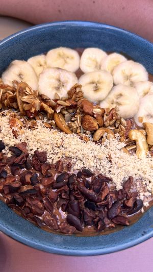 Banana & cacao bowl  at Flora Vegan Cafe in Tamarindo