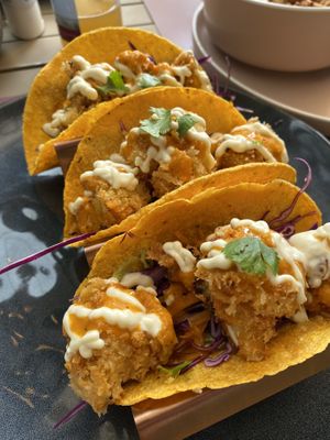 Crispy cauliflower tacos  at Flora Vegan Cafe in Tamarindo