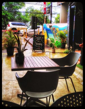 Cozy place to be when it rains outside at Flora Vegan Cafe in Tamarindo