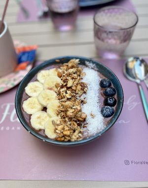 Açai bowl  at Flora Vegan Cafe in Tamarindo