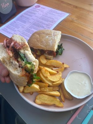 Portobello sandwich at Flora Vegan Cafe in Tamarindo