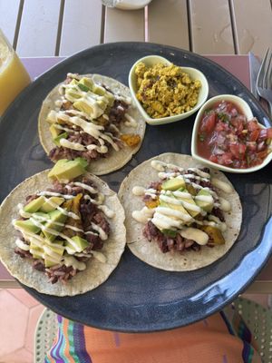 Tico breakfast   at Flora Vegan Cafe in Tamarindo