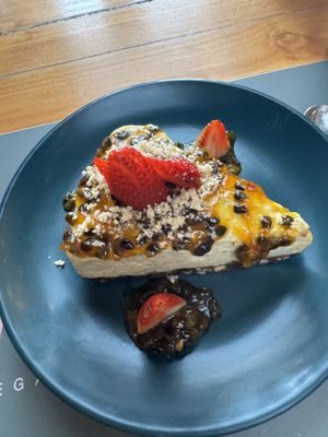 Pineapple, Passion Fruit Cheesecake   at Flora Vegan Cafe in Tamarindo