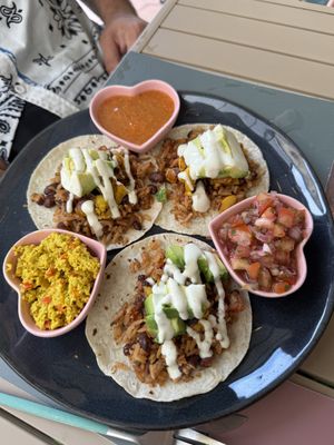 Delicious tacos. My non vegan friend had them and enjoyed it  at Flora Vegan Cafe in Tamarindo
