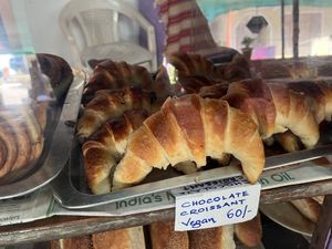 Chocolate croissants   at Old German Bakery in Dharamshala