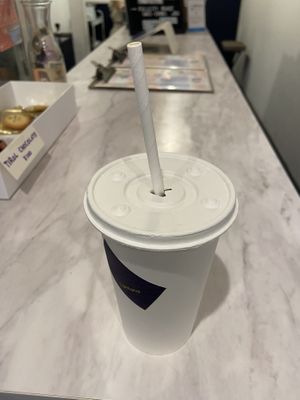 Soy latte , no plastic !  at Lantana in Tokyo