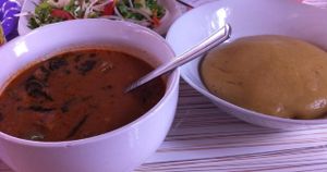 Fufu with Palmnut  at Assase Pa - The Earth is Good in Accra