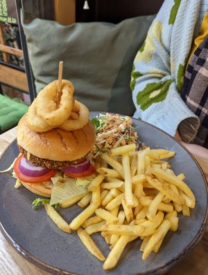 Garden burger at The Veggie Hut in Pontypridd
