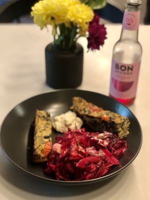 Leek and kale traybake with fennel salad   at Pulse in Edinburgh