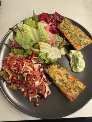 Flan and two salads 😋  at Pulse in Edinburgh