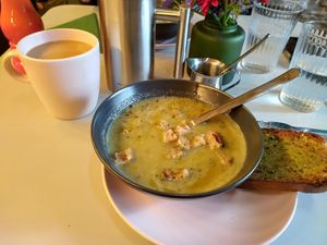 Soup of the day (creamy leek and lentil) at Pulse in Edinburgh