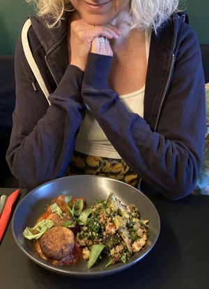 Fragrant Sweet Potato, White Beans, Rice & Tofu Balls  at Pulse in Edinburgh