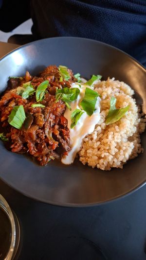 Roasted aubergine stew at Pulse in Edinburgh