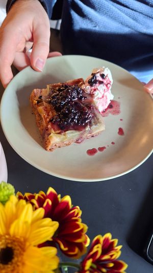 Apple upside-down cake at Pulse in Edinburgh