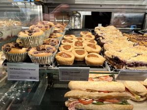 Three vegan cakes in the top row   at Espresso House - S Hovedhallen in Oslo