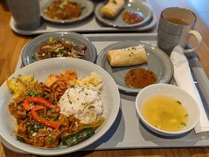 Einmal quer durch die Karte. Assorted choices from the menu. at Tofuhaus Soja in Bochum