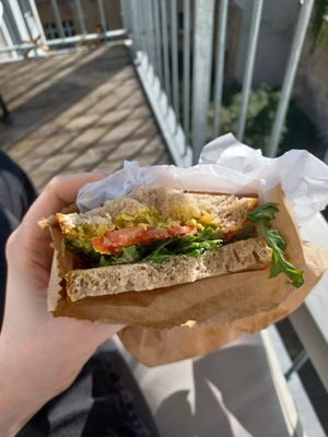 Vegan egg sandwich at Cafe Dreifünf in Berlin