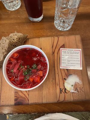 Vegan Borsch  at Kozak Homemade Ukrainian Food in Vancouver