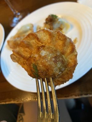 Deep fried potato and dill pierogies.  at Kozak Homemade Ukrainian Food in Vancouver