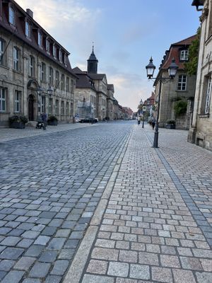 The street where the restaurant is located    at Manns Bräu Bayreuth in Bayreuth