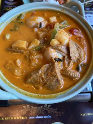 Mock duck red thai curryy  at Nakorn Thai in Kassel