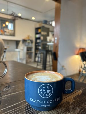 Hot decaf soy cappuccino  at Klatch Coffee in Ishigaki