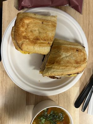 I had the vegan Cluck Norris with a side of lentil and herb soup. Both were absolutely amazing!  at The Twisted Fig in Caldwell