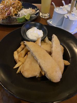 Plant-based Fish and Chips  at Groove & Greens Café in Nonthaburi