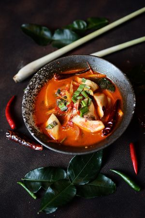 Craving bold, fresh flavors? Try our Tom Yum Vegetarian! A zesty, plant-based Thai soup with mushrooms, lemongrass, galangal, and chilies. Light, spicy, and refreshing! at Groove & Greens Café in Nonthaburi