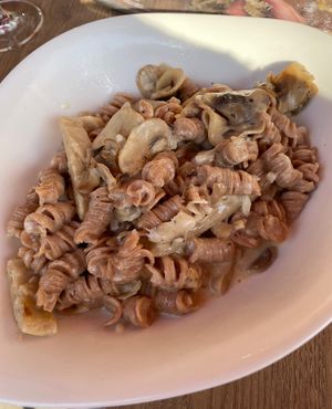 Vegan pasta chicken Alfredo.  at Vapiano - Ramblas in Barcelona