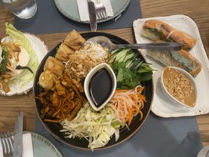 Salad bowl bao buns and rice paper rolls  at Hanoi in Athens