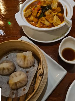 Tofu dim sum & kimchi stew at Tofu Vegan - Spitalfields in East London