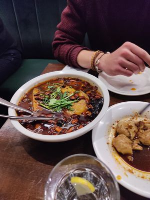 Fish in hot chili oil at Tofu Vegan - Spitalfields in East London